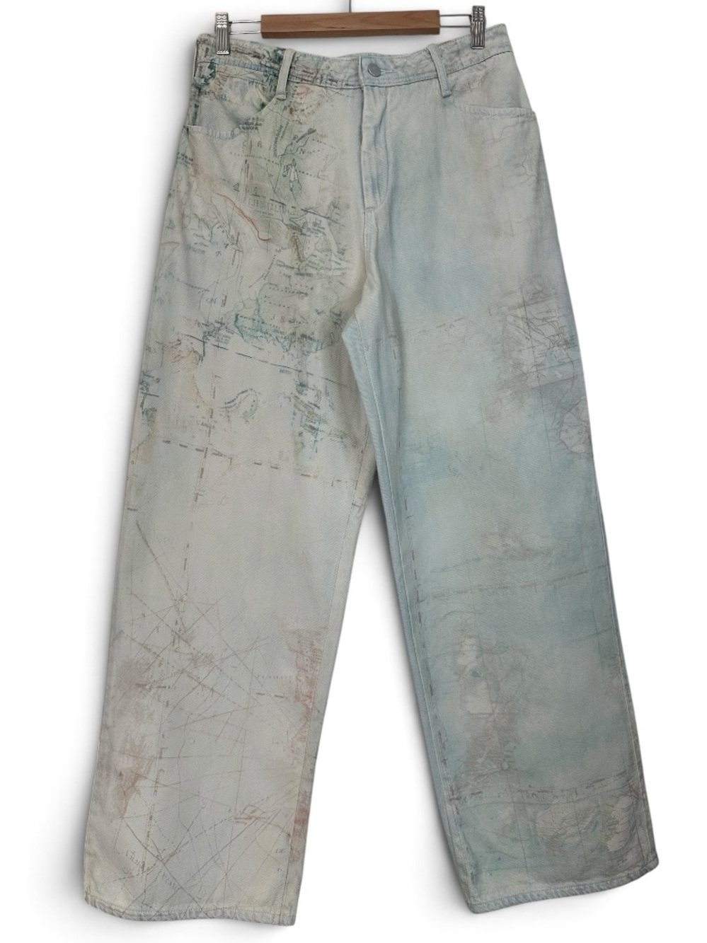 Anthropologie Pilcro High-Rise Slouch Wide-Leg Map Pattern Jeans - Picture 4 of 12